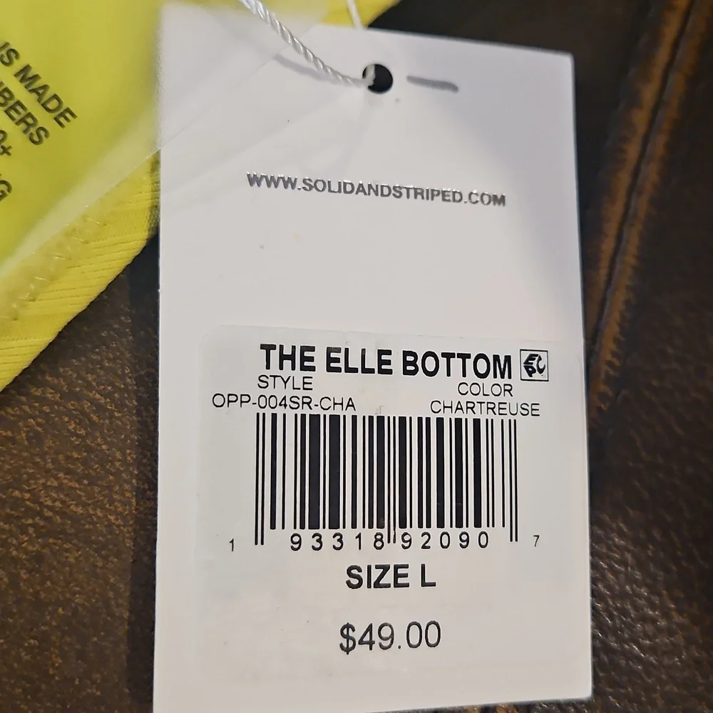SOLID &‎ STRIPED The Elle Ribbed Bikini Bottom: Chartreuse: Size- Large